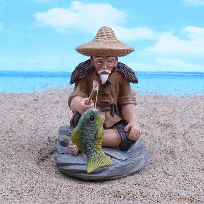 Harz Fischer Skulptur Statue Charakter Figuren Pool Decor Kunstwerk für Büro Desktop Ornament