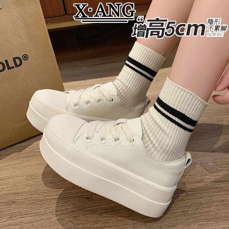 

Leather little white shoes platform heightening women s shoes 2025 spring new versatile board shoes bread shoes casual sports shoes 40