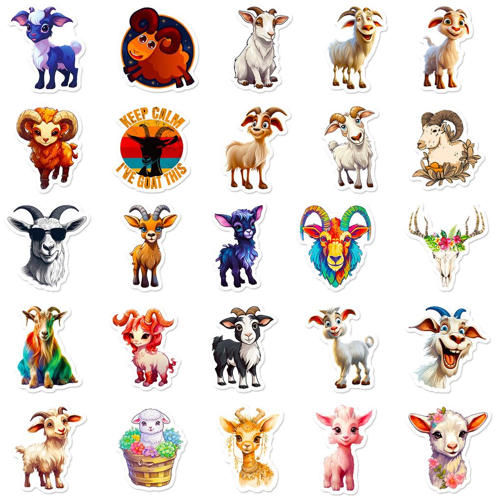 50 Stickers Goat Animal Stickers New Product Personalized DIY Water Cup Decoration Stickers Repeatedly Stickers Waterproof