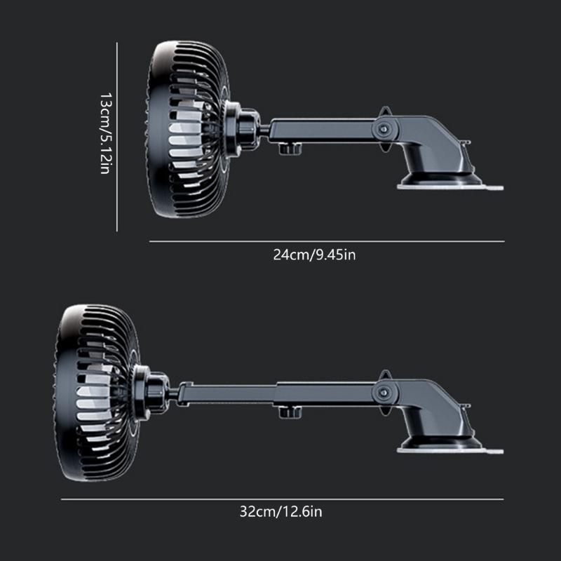 Car Suction Cup Fan USB Power Dashboard Windscreen Mount Cooling Fan Interior Air Circulator Fan 360 Degree Rotating Fan