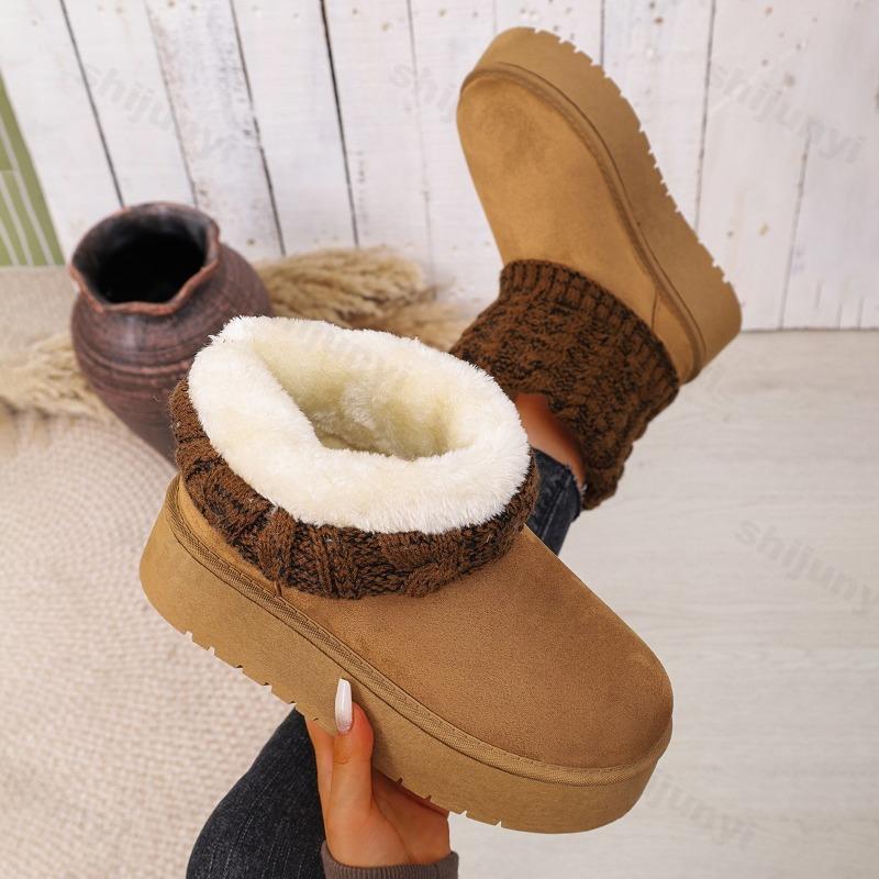 Fashion Women Snow Boots Plush Warm Anti Slip Comfortable Ankle Boots Fluffy Round Toe Platform Cotton Boots 2025 Winter Botas Mujer
