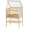 Wooden Cage for Hamsters and Mice, Play House with 5 Platforms, Ramp, Hinged Roof, Glass Window, Plastic and Bottom Shelf, 60x40x80 Cm, Natural