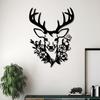 Metal Deer Head Wall Art, Floral Design Rust Resistant Sculpture, Christmas Thanksgiving Gift for Living Room Garden Fence Decor 1pc