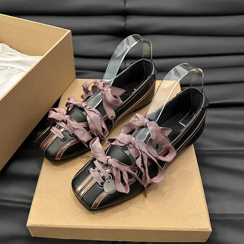Fashion Square Toe Summer Shoes Ladies Ballerinas Woman 2024 Bow-Knot Female Footwear Mixed Colors Ballet New Butterfly Dress Butterfly