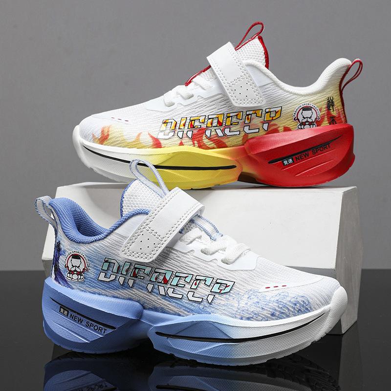 2025 spring and summer breathable mesh running shoes, primary and secondary school students sports shoes, Velcro raw and lightweight running shoes