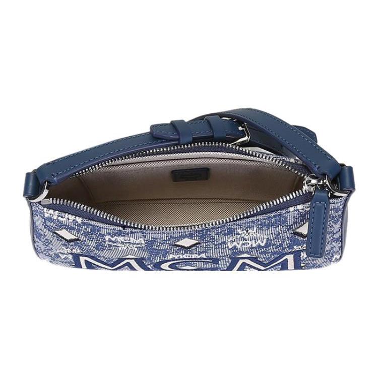 New MCM Coated Canvas Shoulder Bag, Crossbody Bag Mini Women's Blue MWSBATQ01LU001