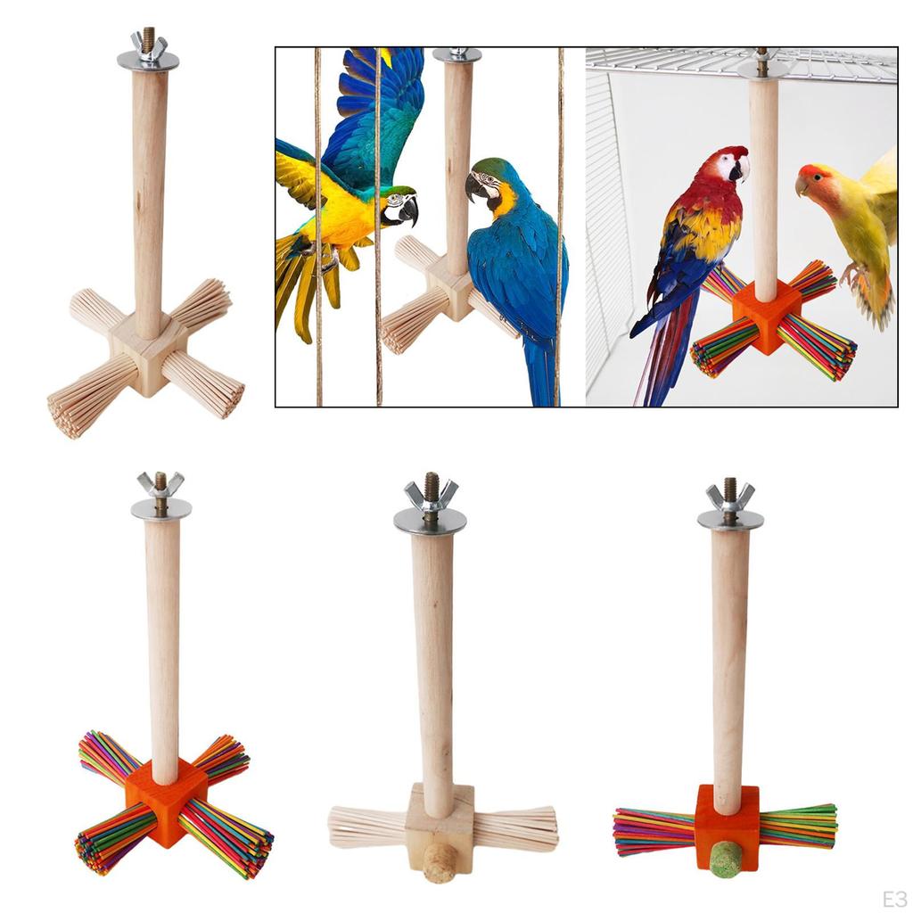 Birds Parrot Perch Bird Stands Wood Climbing Branches Station Pole Tabletop for Lovebirds