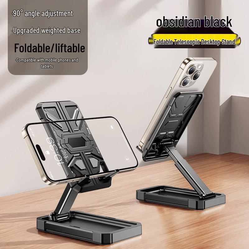 

Retractable Flip Cover Phone Holder and Tablet Stand for Desktop Use, Ideal for Streaming and Online Classes.