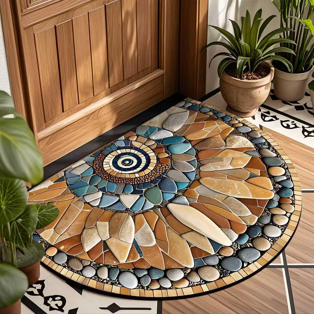 Retro American Semicircle Dirt-Resistant Easy-Clean Crystal Velvet Doormat