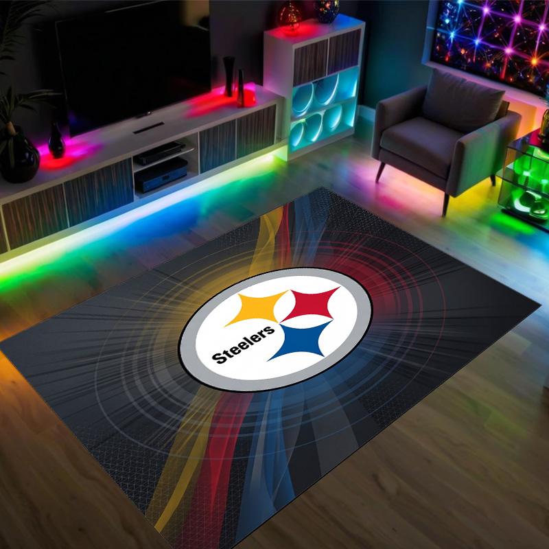 Pittsburgh Steelers Design Crystal Velvet Carpet Cozy Non?Slip Printed Rug For Bedroom Living Room Entrance