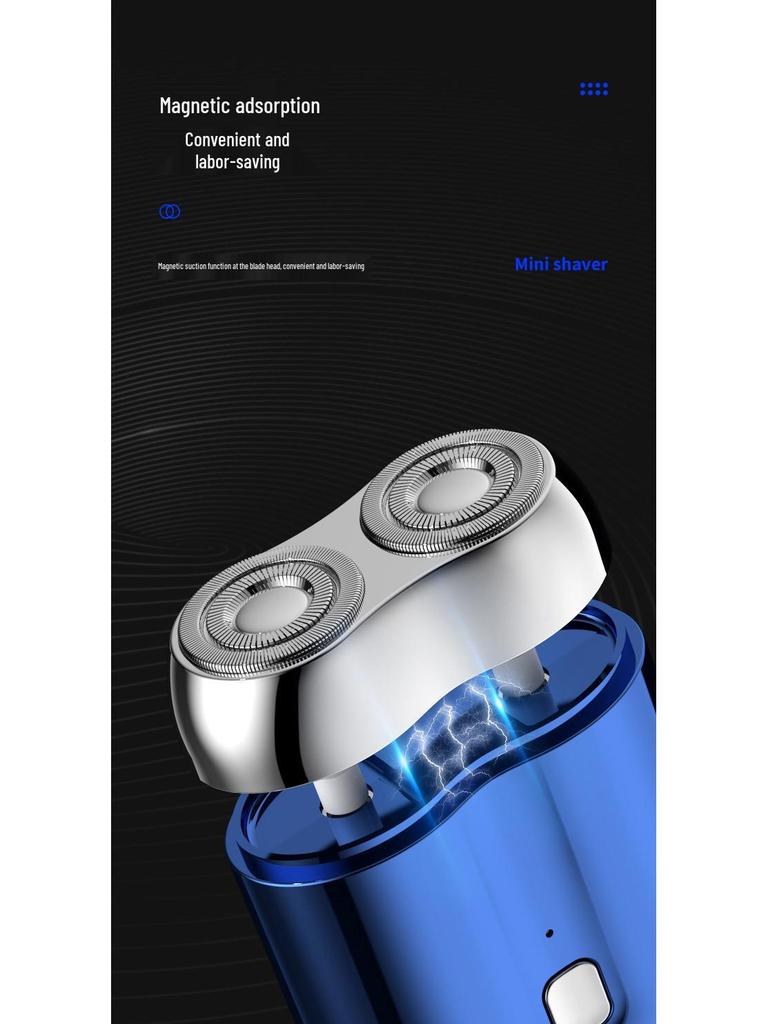 Men's Rechargeable Portable Electric Double-Head Shaver, Washable with Magnetic Blade.