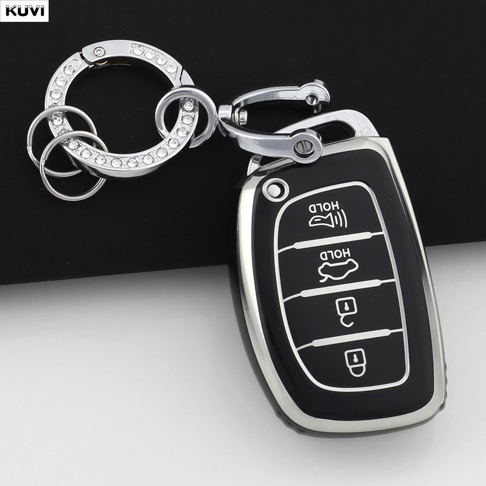 EEJQ9 Hot TPU Car Smart Key Case Cover For Hyundai Tucson Santa Fe Rena Sonata Elantra Creta Ix35 Ix45 I10 I30 I40 Keychain Holder Fob