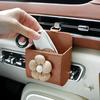 1pc Car Storage Bag Car Air Outlet Debris Bag For Mobile Phone Key Sunglasses Vent Dashboard Tidy Hanging Leather Organizer Box