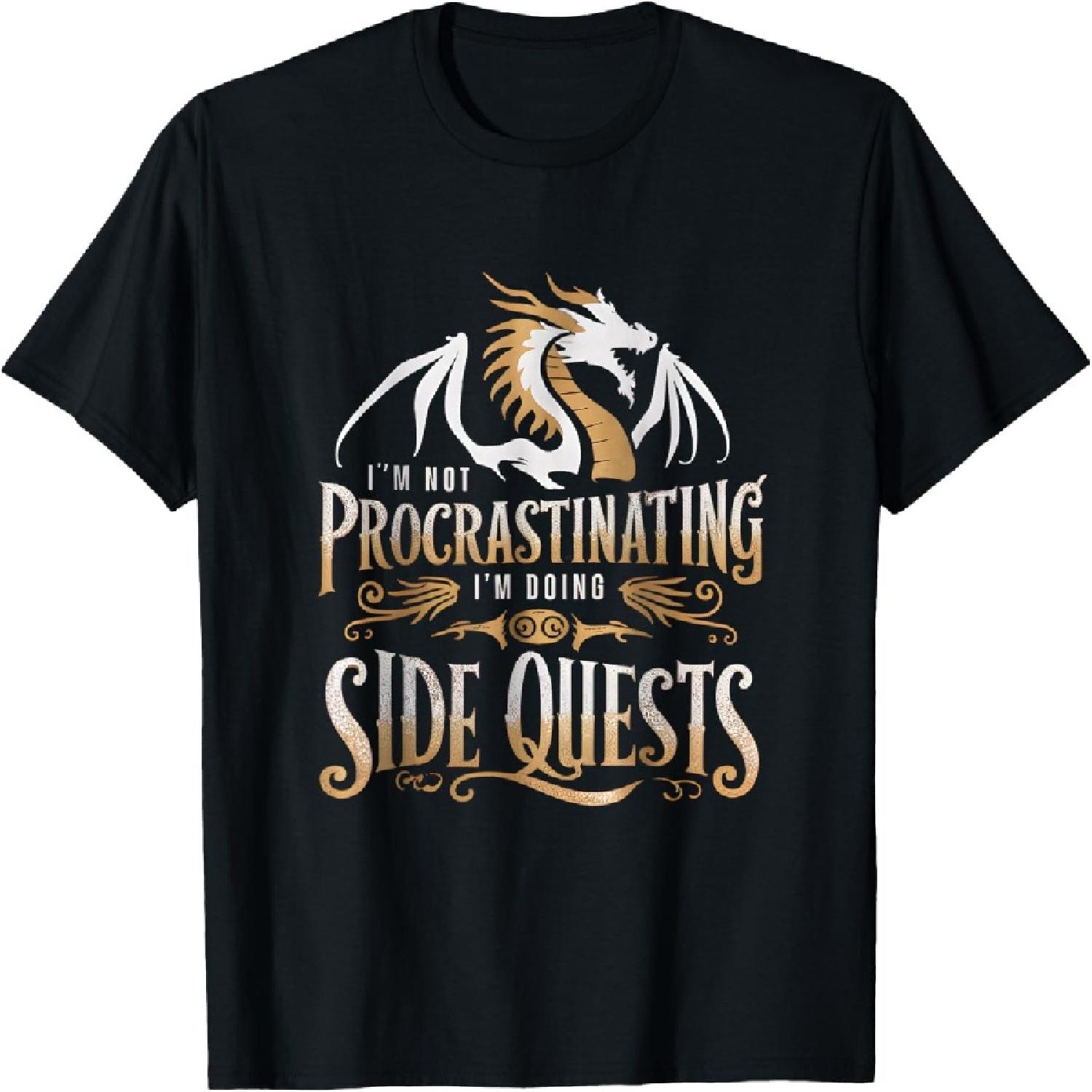 I m Not Procrastinating I m Doing Side Quests Dragon T-Shirt, Small, Black XXXXXL разноцветный