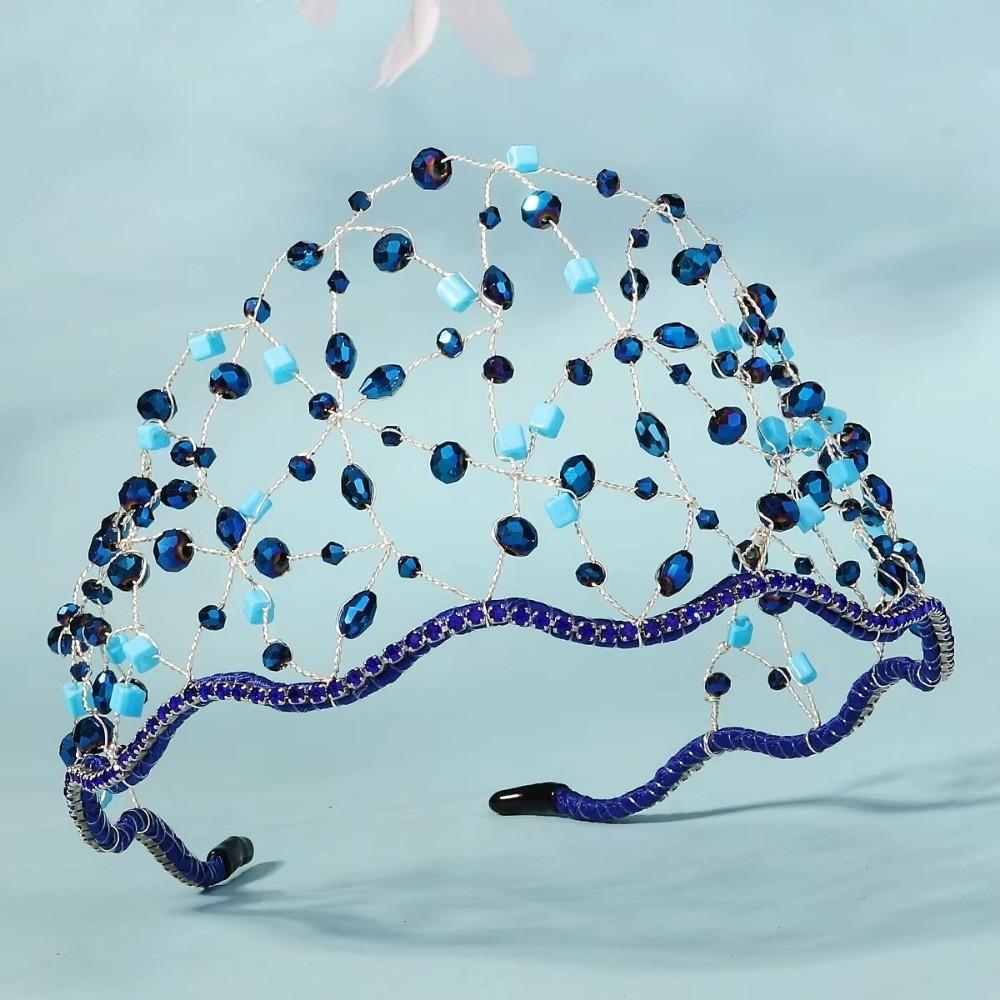 Handmade Hair Bands Ethnic Style Bride Headband Elegant Crystal Hair Net  Wedding Hair Accessories