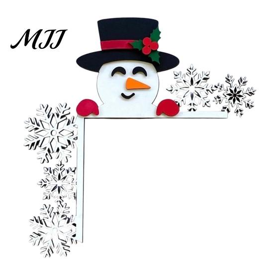 Decorazione Murale Natalizia da Interno, Segno Angolare in Legno per Porta di Natale, Ornamento Festivo a L da Appendere, Regalo per Festa in Casa, Babbo Natale Renna Pan di Zenzero