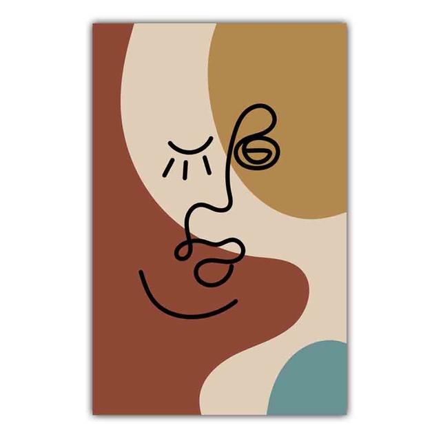 Abstract Matisse Minimalist Line Face Four Color Pattern Artwork Poster Canvas Painting Wall Art Pictures Room Home Decor