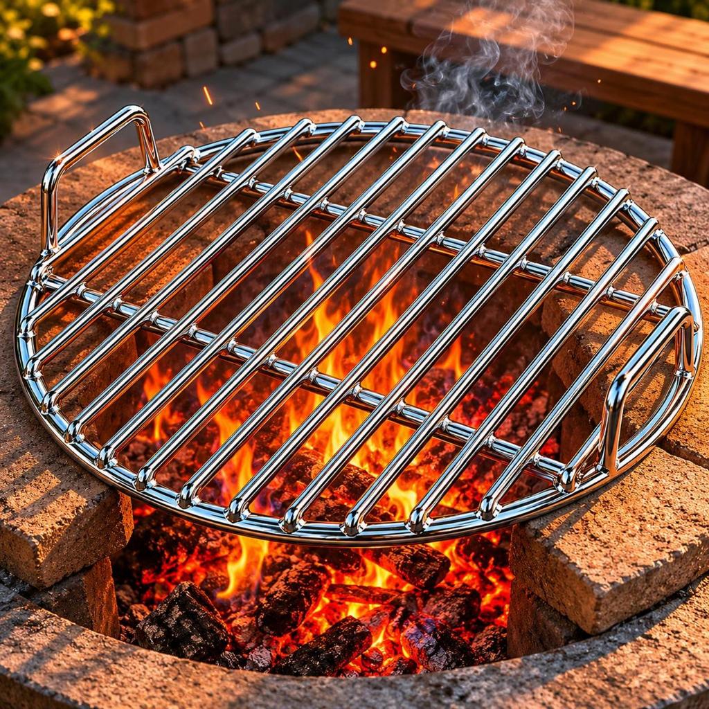 Stainless Steel Grill Grate Straight-Bar Circular Grill Grate Polished Finish Stainless Steel Grilling Rack