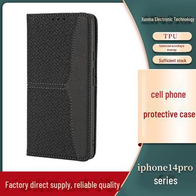 iPhone 14 Pro Leather Case with Magnetic Flip Cover for iPhone 15 Pro