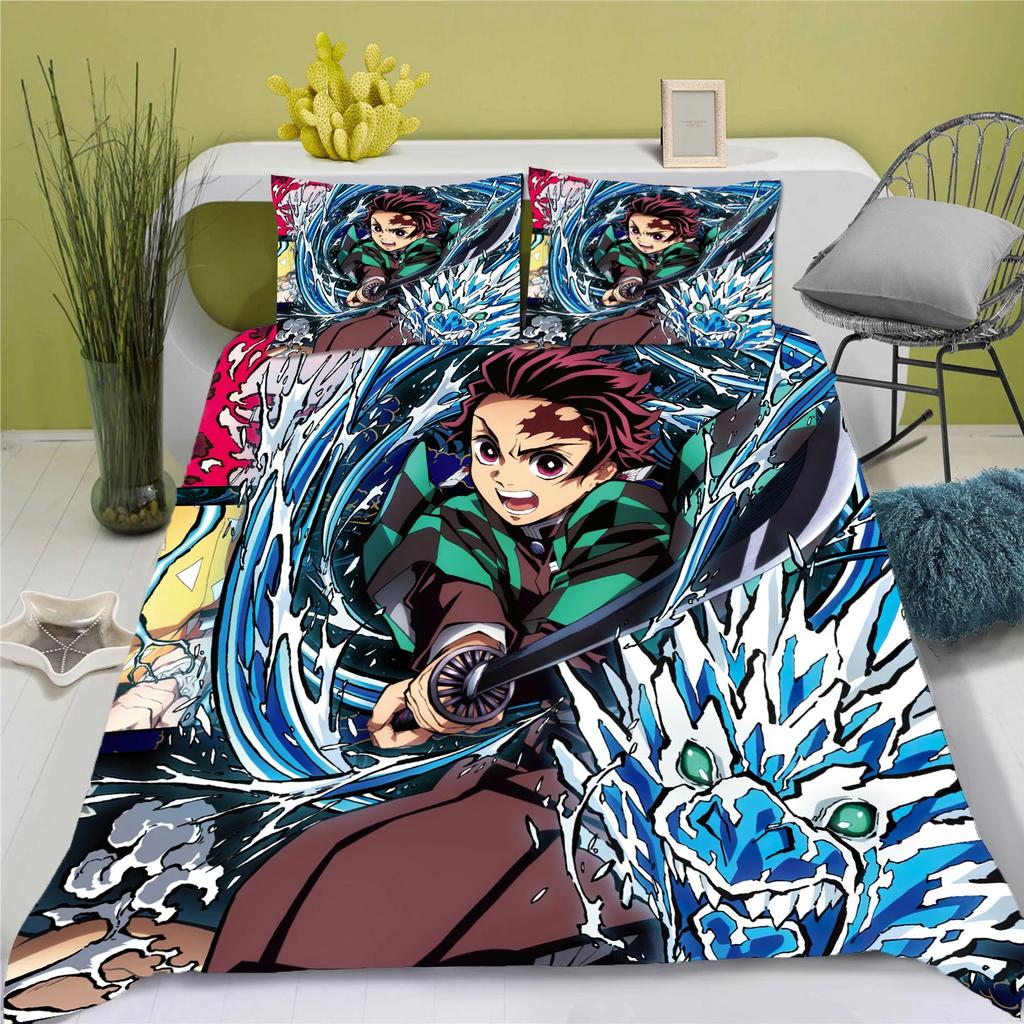 Children Coton D-Demon Slayer Soft Duvet Cover Polyester Set kimetsu no yaiba Beding Adorable Lovely Printed Carton Comfortable Quilt Cover Premium