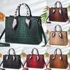 Womens Handheld Crossbody Bag With Crocodile Embossed And Silk Scarf Decoration