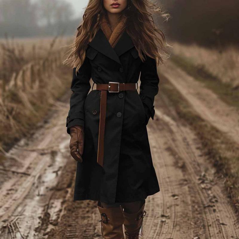 2025ins Women's European & American Double-Breasted Western Trench Coat - Autumn & Winter