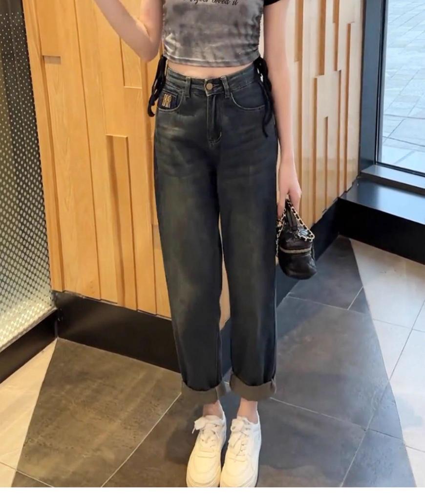 Women's Plus Size Fleece-Lined Harem Jeans - Winter High Waist Straight Leg Loose Carrot Pants