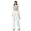 Women's White High-Waisted Wide-Leg Jeans - Slimming, Floor-Length, Versatile, Autumn Wear