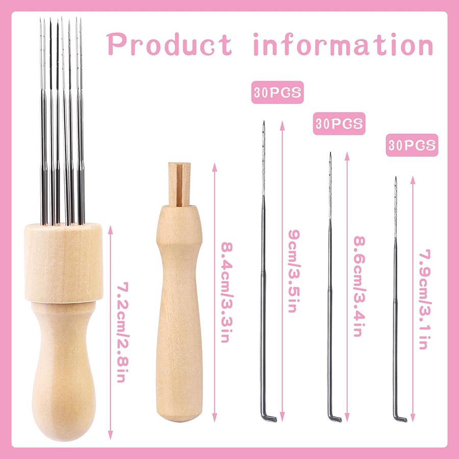 Wool Felting Needles Kit Wood Handle Felting Needles Pack Wool Felt DIY Craft Tool For Handmade Doll Making Tools Set