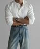 Baulopeulodeogteu Ribbed Henley Neck Muscle Long Sleeve Knit Tee [Ivory]