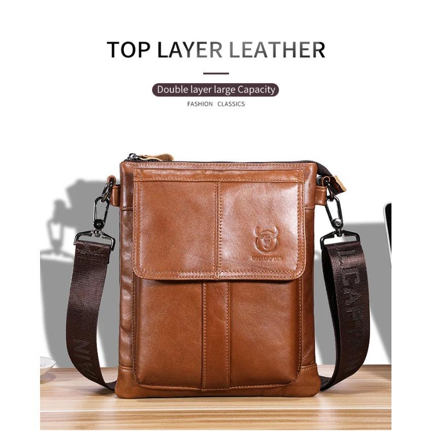 Neue Herrentaschen 100% Echtes Leder Umhängetasche Vertikal Trendig 10 Zoll iPad Schultertasche Aktentasche Lässig Reise Messenger Bag