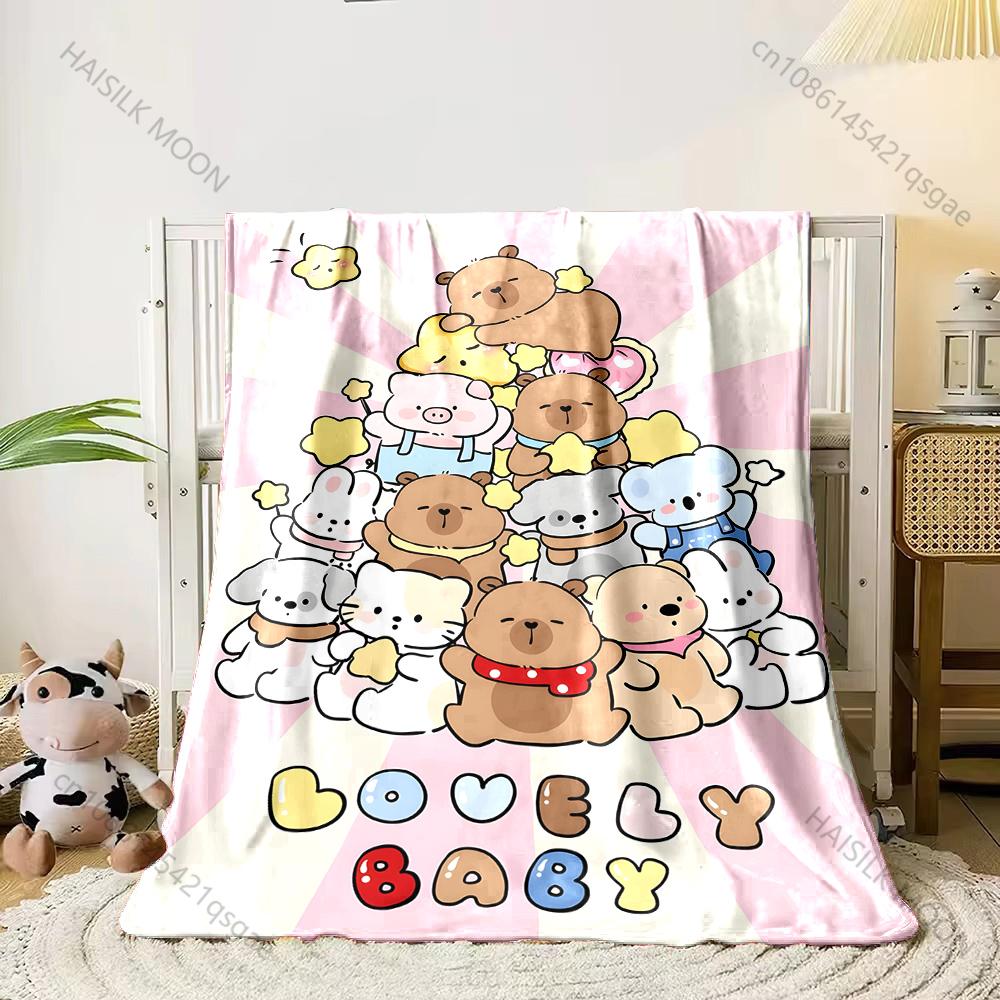 Cartoon Capybara Printed Blanket Kids Adult Blanket Soft and Warm Bedding for Bed Sofa Outdoor Travel Cover Blanket Luxury Gift