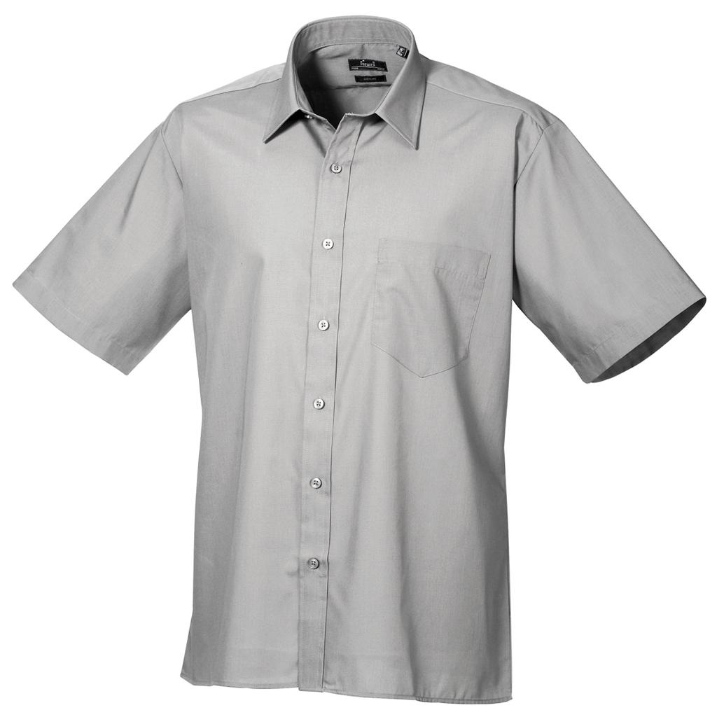 Premier Mens Short Sleeve Formal Poplin Plain Work Shirt