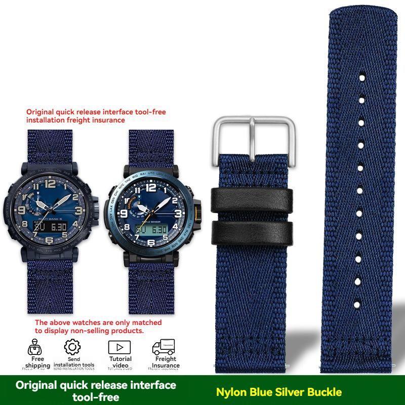 For Casio PROTREK Series PRG-601 PRG-600 PRG-650 PRW-6600Y GA2200 Breathable Nylon Canvas Strap 24mm Quick Release Wristband