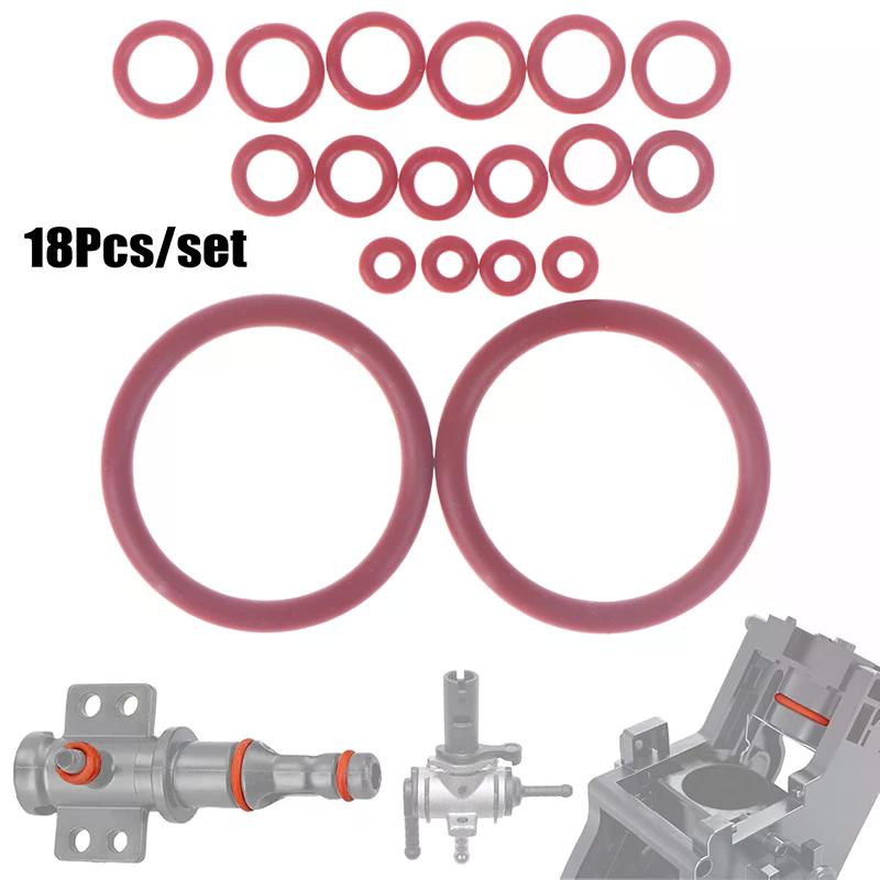 18pcs O-Ring Seal Kit Silicone Gasket For Coffee Machine Brewing Group Spout Connector Kitchen Accessories