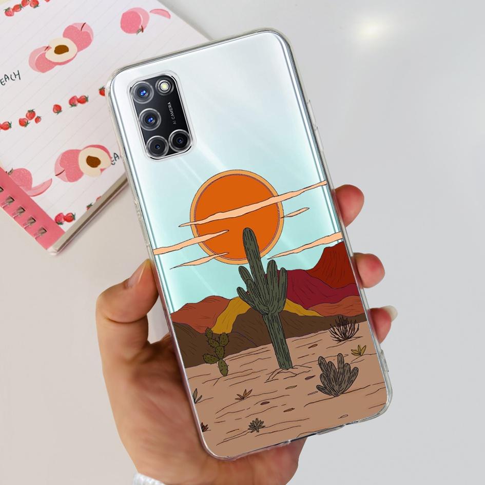 For OPPO A52 Case OPPOA52 CPH2069 A 52 Flower Phone Case Fashion Transparent Silicone Soft TPU Back Cover For OPPO A72 A92 Coque