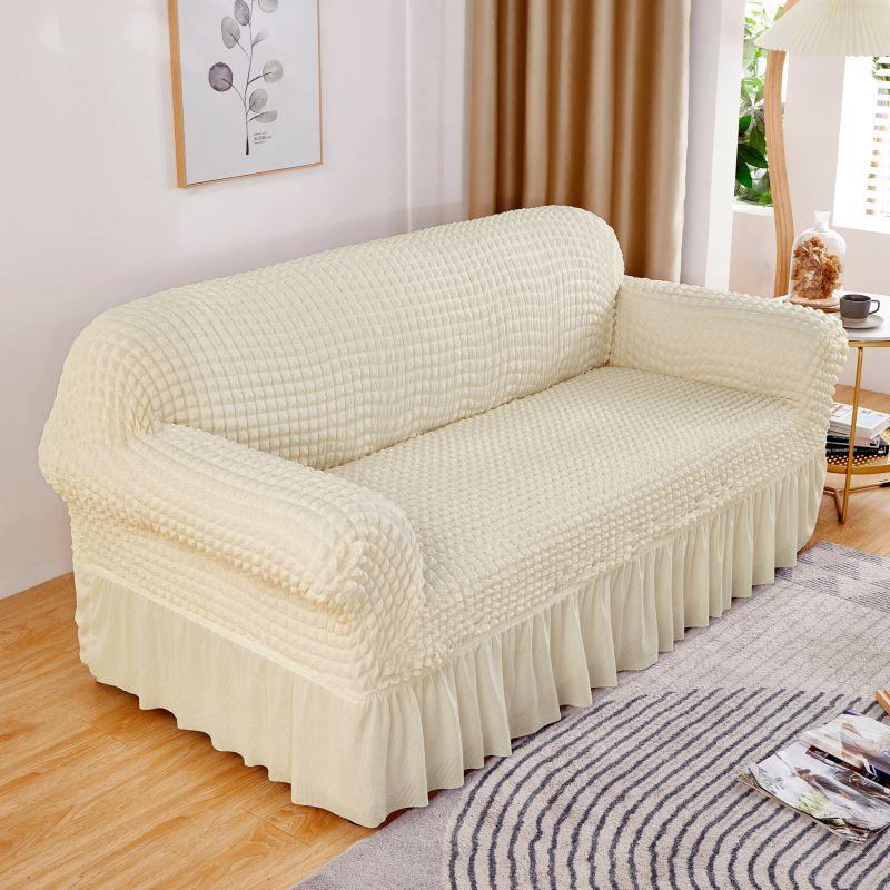 Seersucker Sofa Slipcover High Stretch Couch Cover Thick Corner Sofa Protector Elastic Corner Couch Covers
