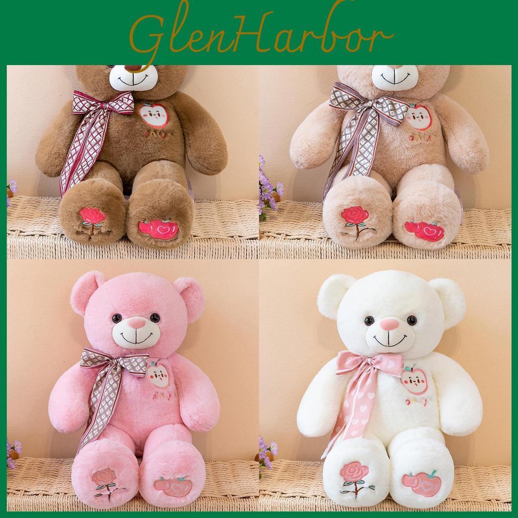 Teddy Bear Plush Toy With Heart Shape And Apple Scarf For Valentines Day Gift