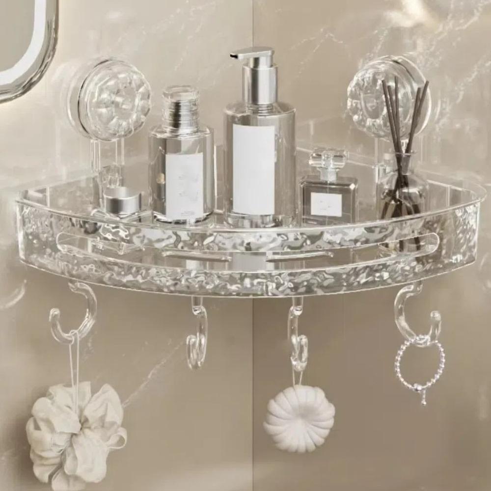 

Punch-free Wall Mounted Rack Convenient Storage Rack Creative Bathroom Corner Storage Shelf Hostel серый