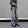 Splicing Tooling Jeans Men's Spring and Autumn Tide Brand Function American Street Hip Hop Ruffian Handsome High Street Straight Men Washing