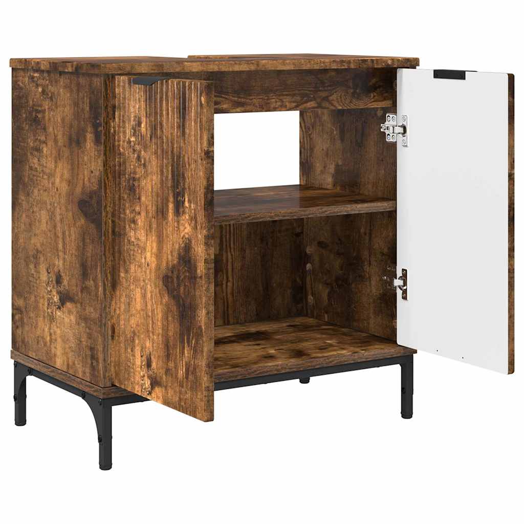 Bathroom Furniture Set with Drawers 2 pcs Smoked Oak