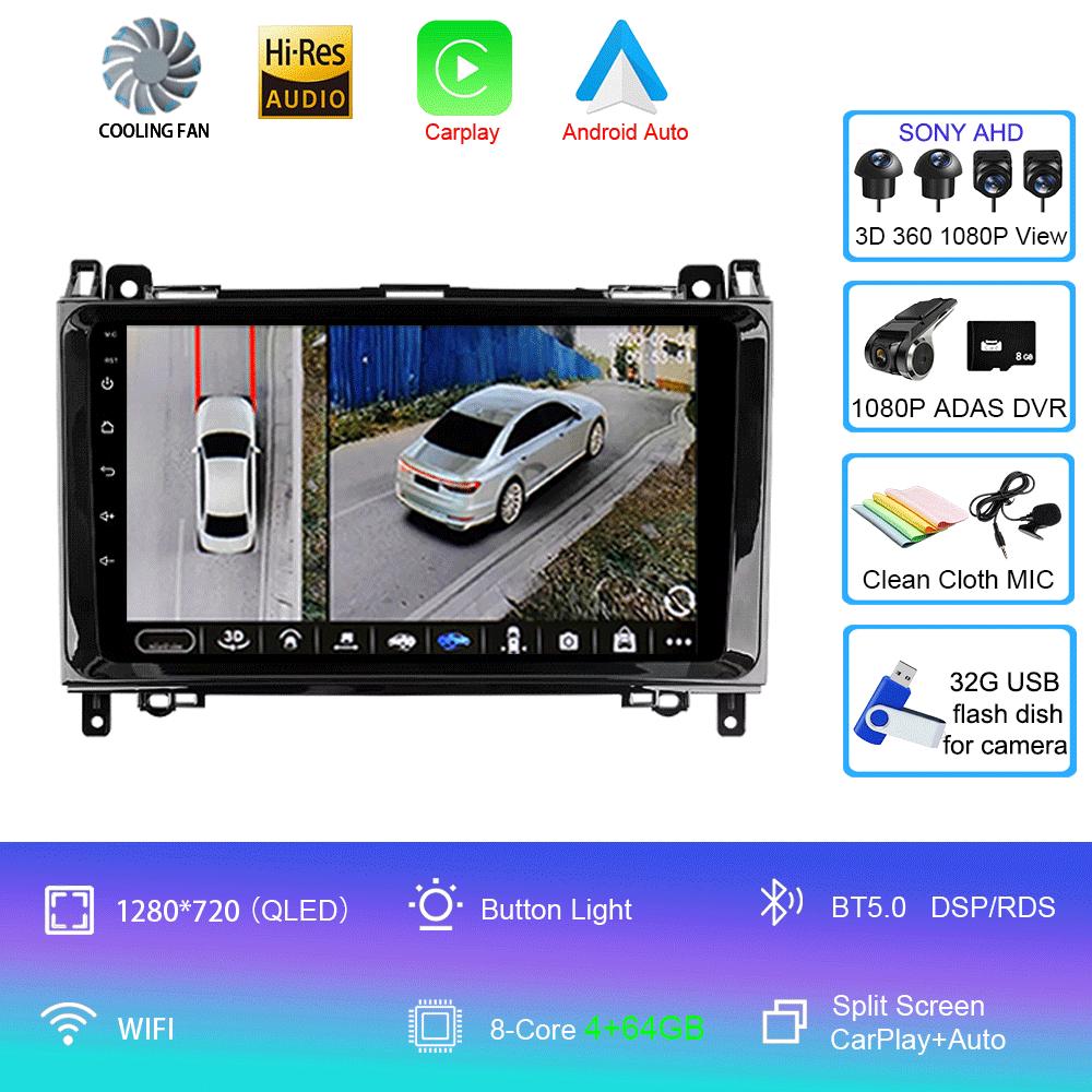 Radio auto Android 14 Pentru Mercedes-Benz B-Class T245 2005 - 2011 Player video multimedia Navigație stereo Nu 2din 2 din dvd
