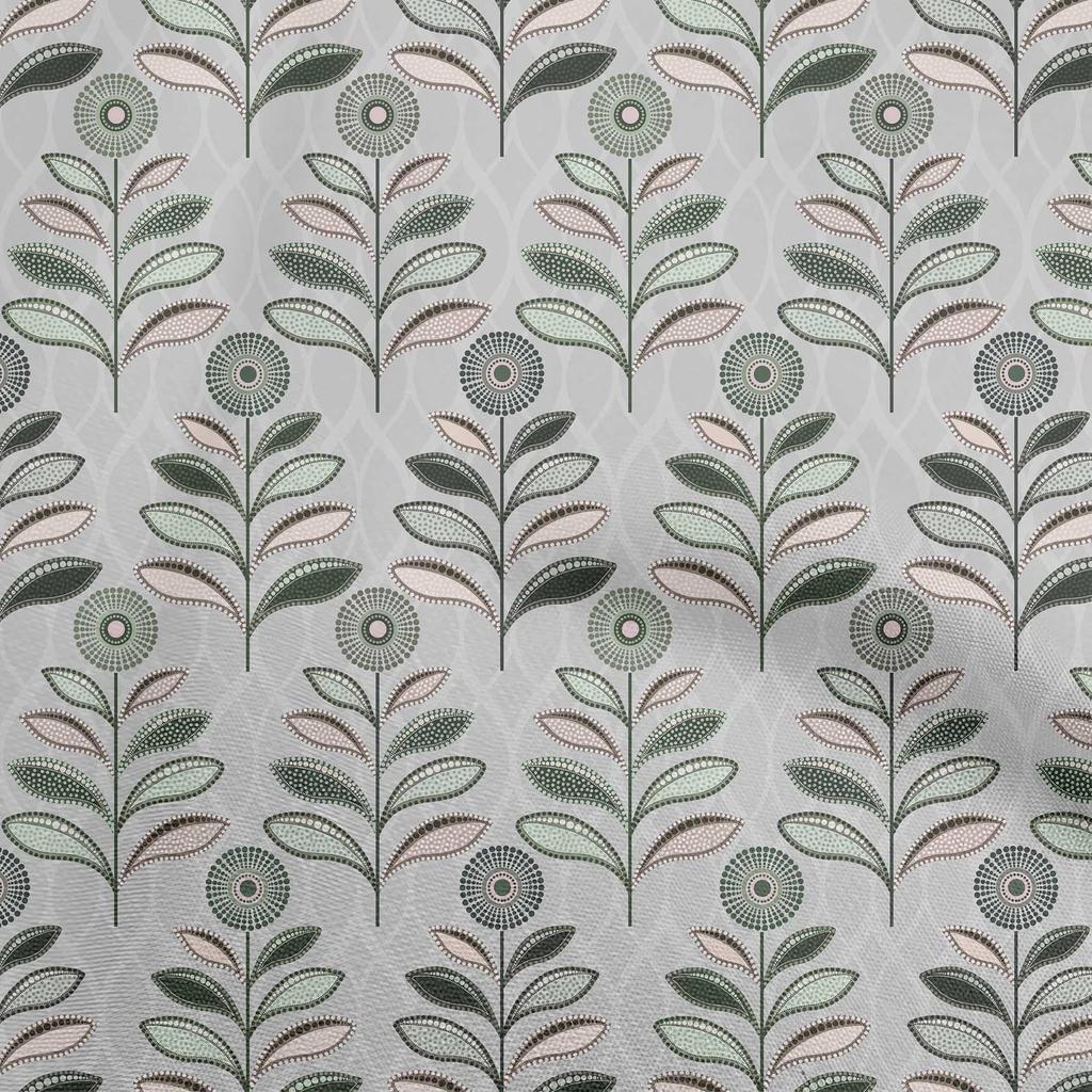 oneOone Cotton Flex Olive Green Fabric Dotted Floral Fabric For Sewing Printed Craft Fabric By The Yard 40 Inch