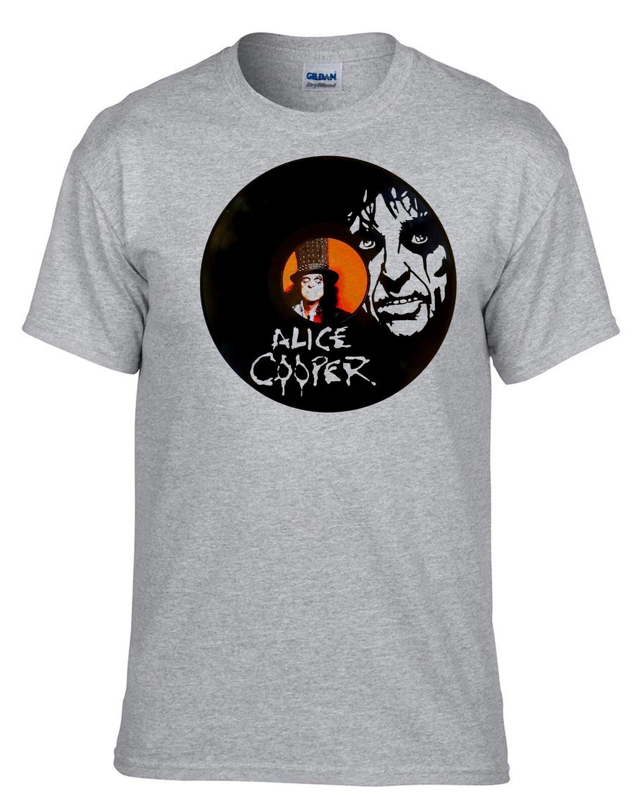 Alice Cooper Rock Band Rock Music Grey 100% Cotton T-shirt Mens Tees Top -537_SZ-Kids- L