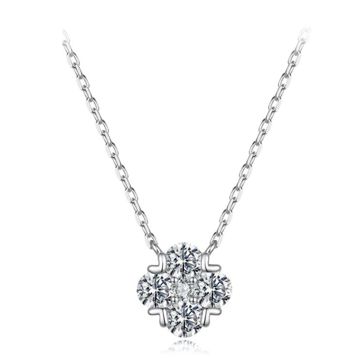 S925 Sterling Silver Lucky Four-Leaf Clover Moissanite Necklace