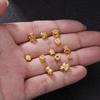 Gold-Plated Rhinestone Four-Leaf Clover Copper Spacer Beads for DIY Bracelets