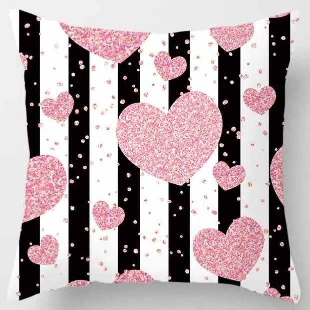Yellow and Pink Pattern Square Pillowcase Home Decoration Cushion Cover