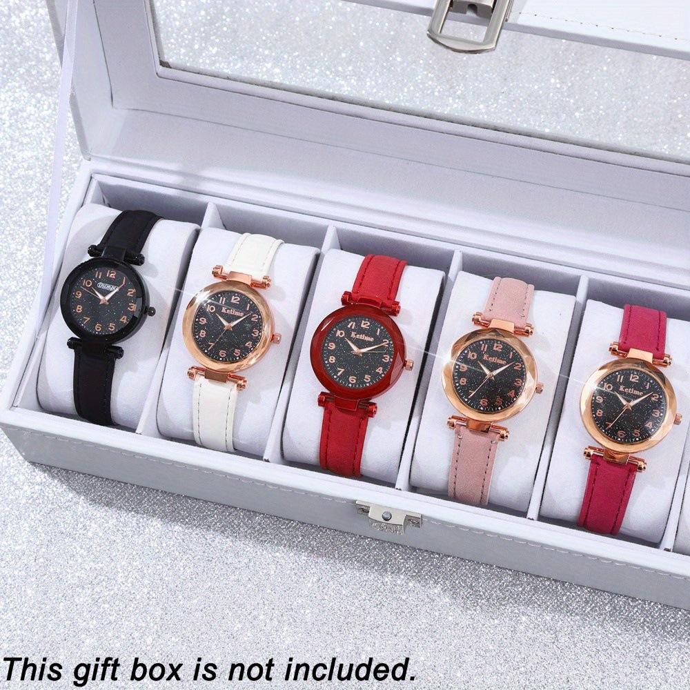 5-Piece Ladies Watch Set Elegant Ladies Multicolor With Pu Leather Quartz Watch Fashion Watch Set