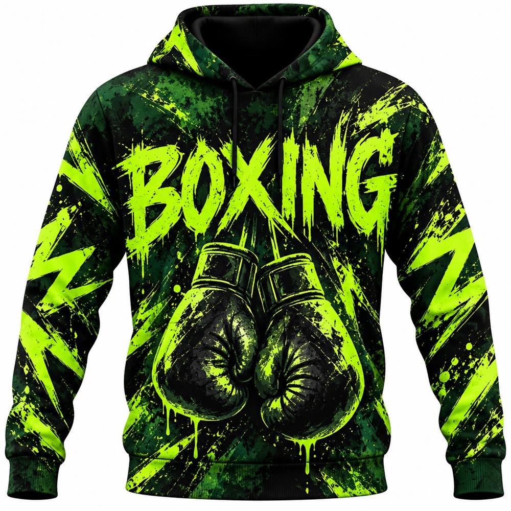 Cool Retro Boxing Hoodie For Men 3D Print Vintage Stripe Drawstring Hooded Coat Autumn Fashion Street Swear Boxing Hoodies New