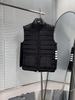 Men's Sleeveless Stand Collar Down Vest Jacket with Waist Stripes